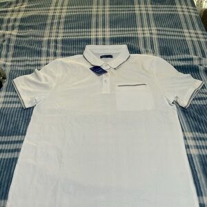 Apt. 9 White Polo Shirt with Gray Accents
